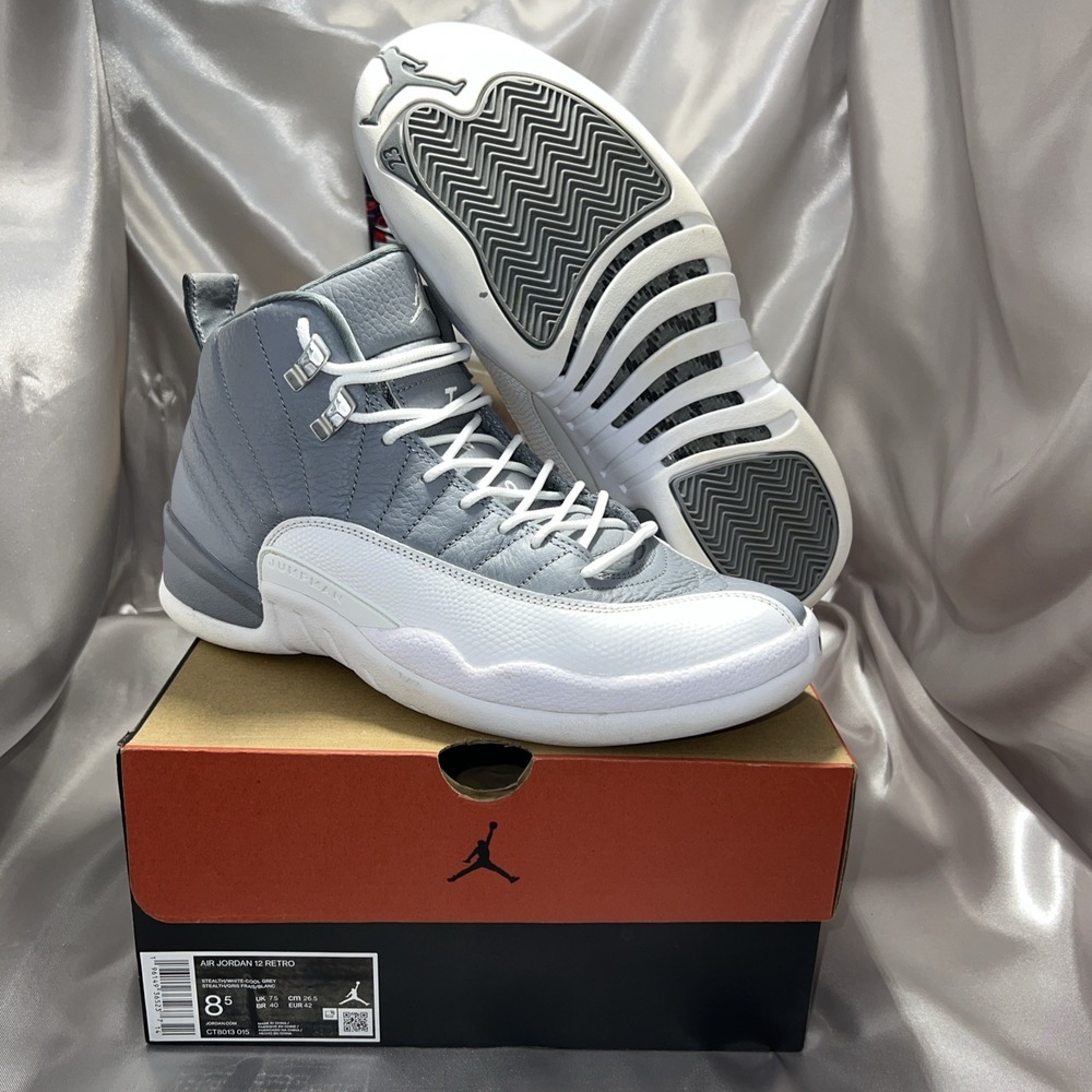 Jordan 12 Retro Size 8.5 Stealth/White-Cool Grey CT8013-015 | Preloved, OG‎ Box